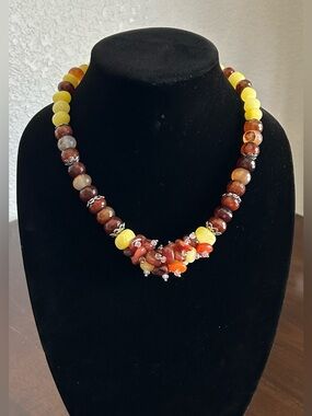 Red and Yellow Gradient Beaded Necklace